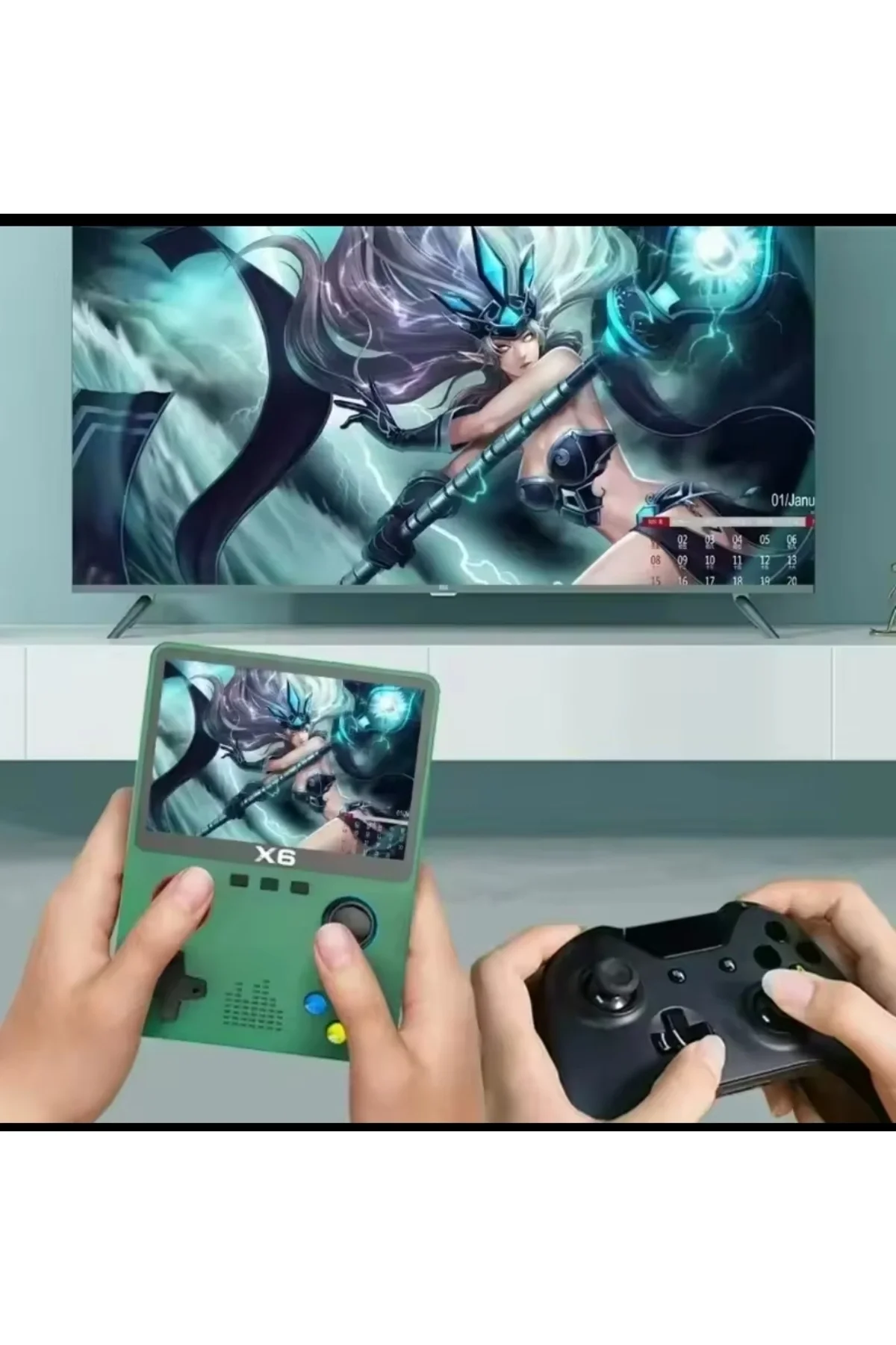 Taşınabilir mini el oyun konsolu 3,5 inç ekran oyunlu yeşil renk bluetooth yok - Elektronik