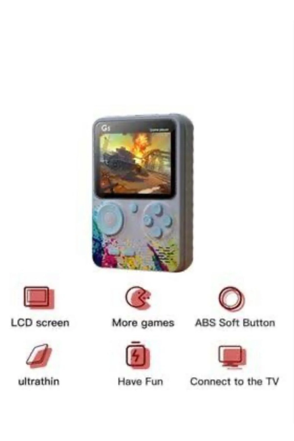 Taşınabilir mini el oyun konsolu 500 oyunlu Bluetooth bağlantılı gri renk gamepad