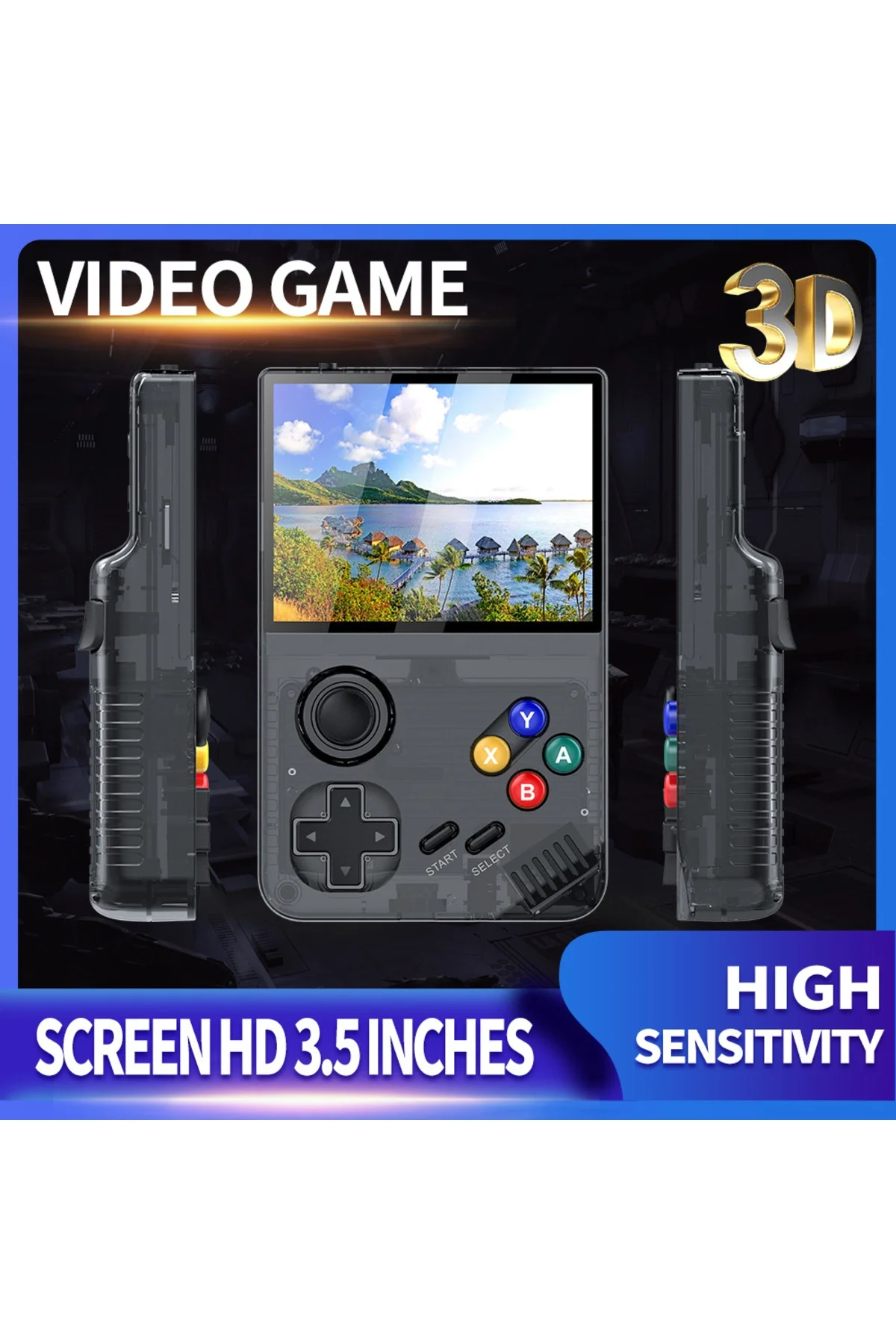 Taşınabilir mini el atarisi 3,5 inç IPS ekran 3D oyunlu çok renkli TV bağlantılı
