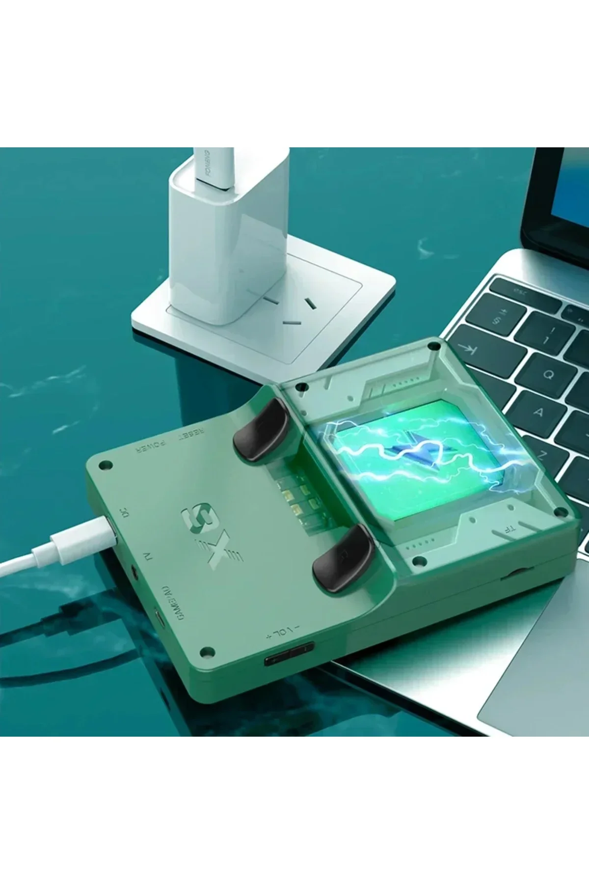 Taşınabilir mini el oyun konsolu 3,5 inç ekran oyunlu yeşil renk bluetooth yok - Elektronik