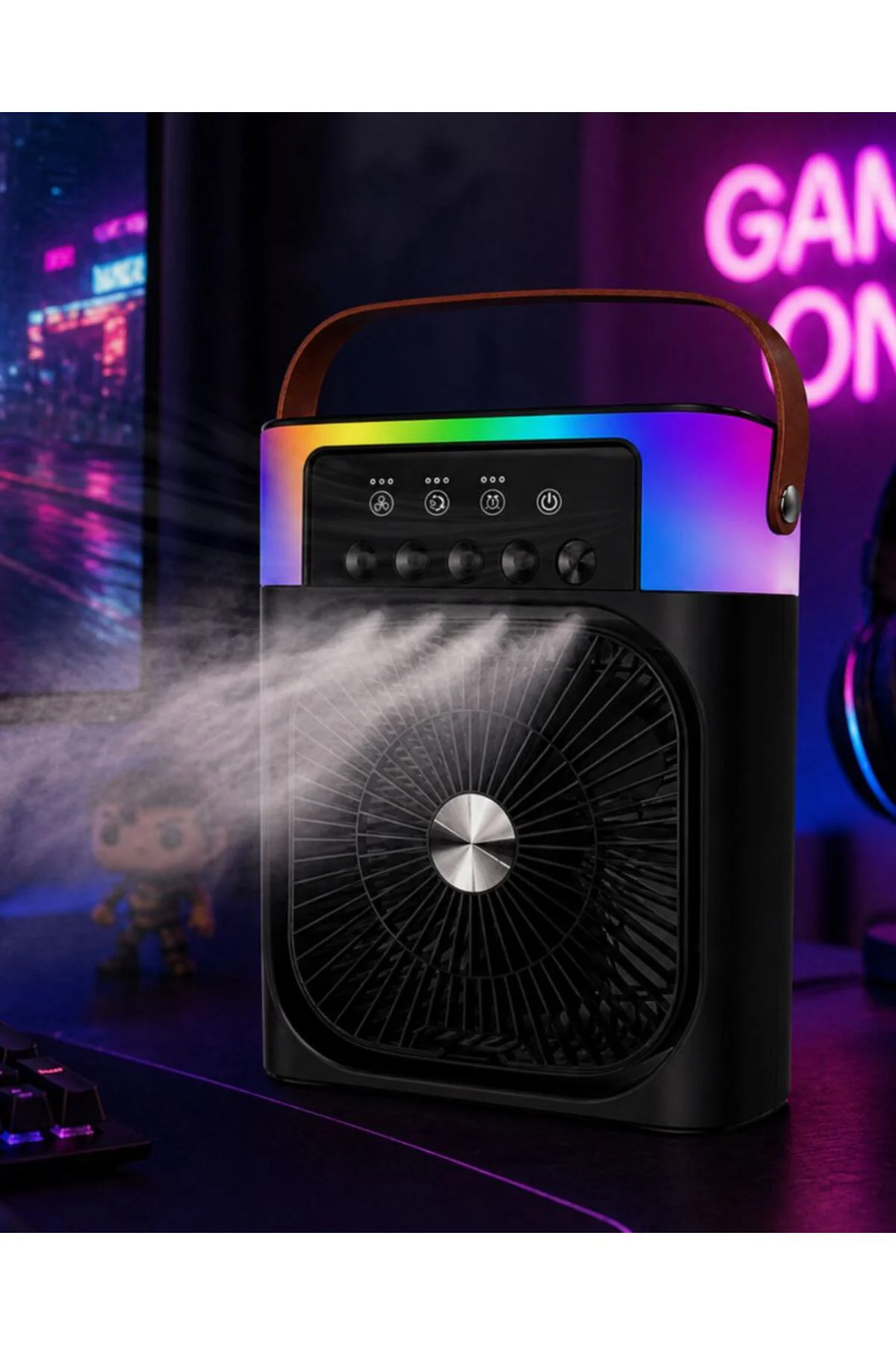 Taşınabilir Mini Klima Nemlendirici Fan RGB Led Aydınlatmalı USB 