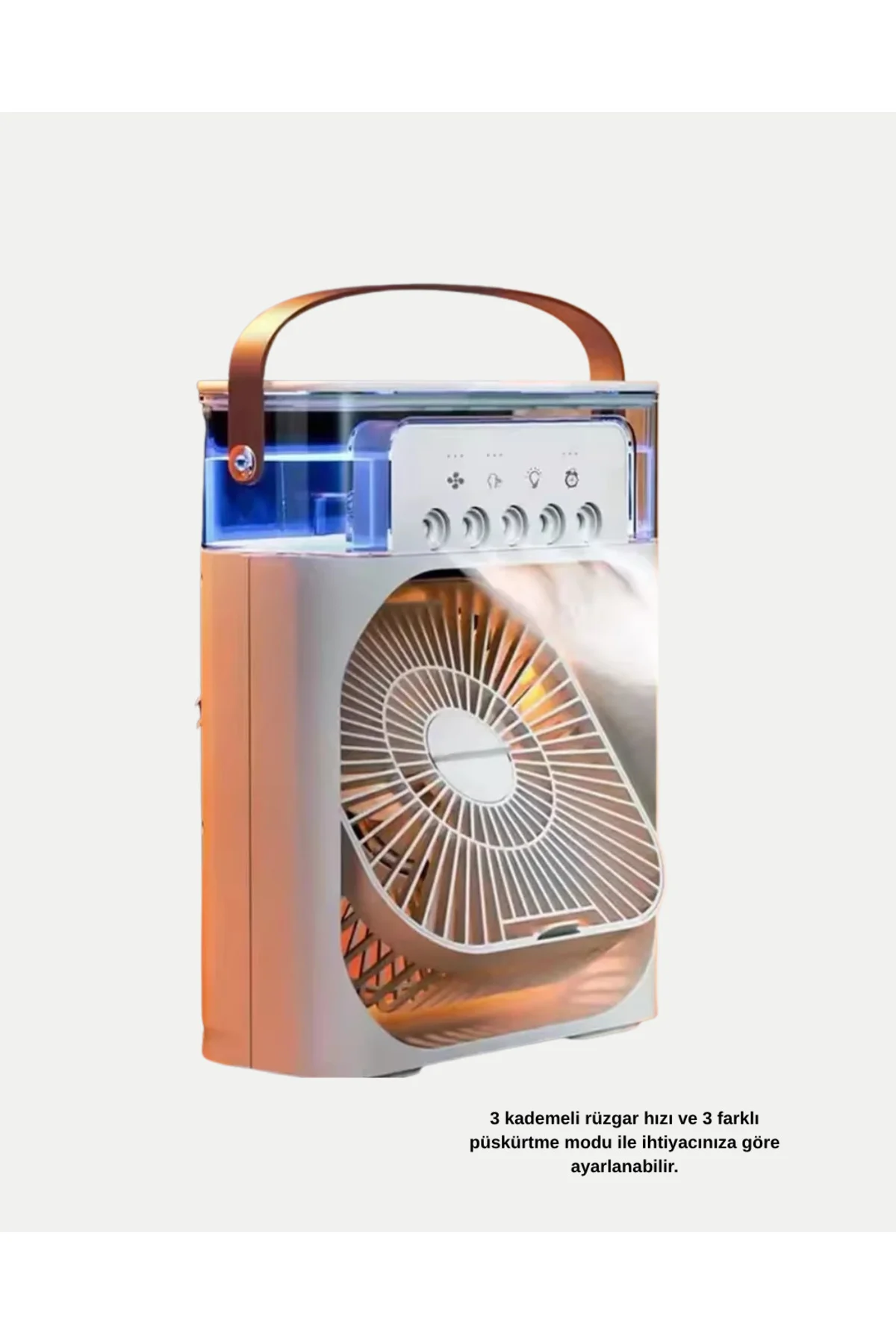 Taşınabilir Mini Klima Fan 3’ü 1 Arada Soğutucu, Nemlendirici ve Gece Lambası