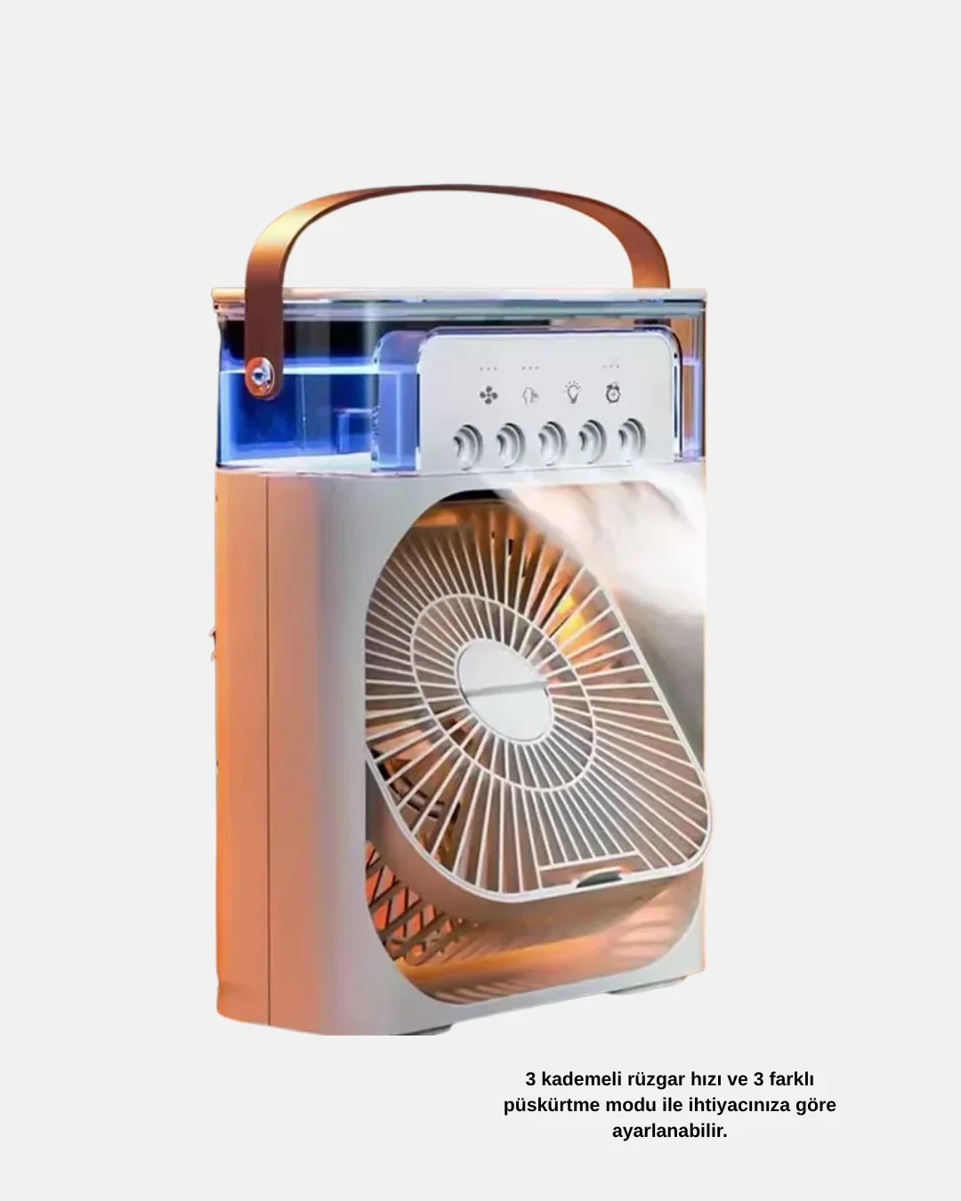 Taşınabilir Mini Klima Fan 3’ü 1 Arada Soğutucu, Nemlendirici ve Gece Lambası