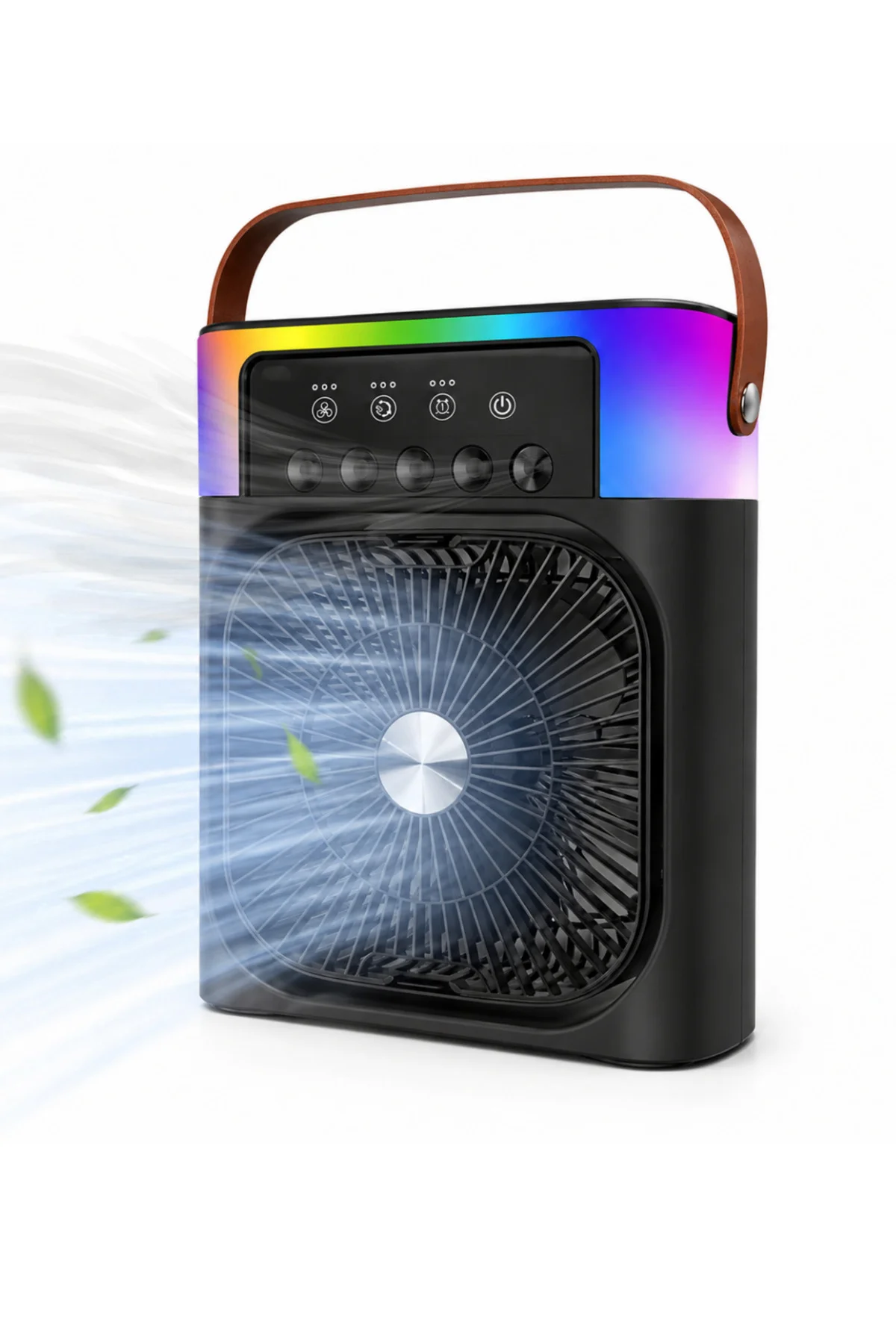 Taşınabilir Mini Klima Nemlendirici Fan Rgb Led Aydınlatmalı Usb Fan - Görsel 5