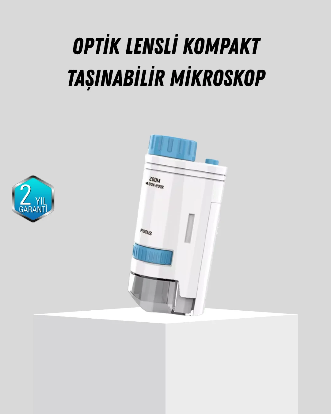 Taşınabilir Mini Mikroskop LED Işıklı 80X–200X Büyütmeli ve Odak Ayarlı Taşınabilir Mini Mikroskop LED Işıklı 80X–200X Büyütmeli ve Odak Ayarlı