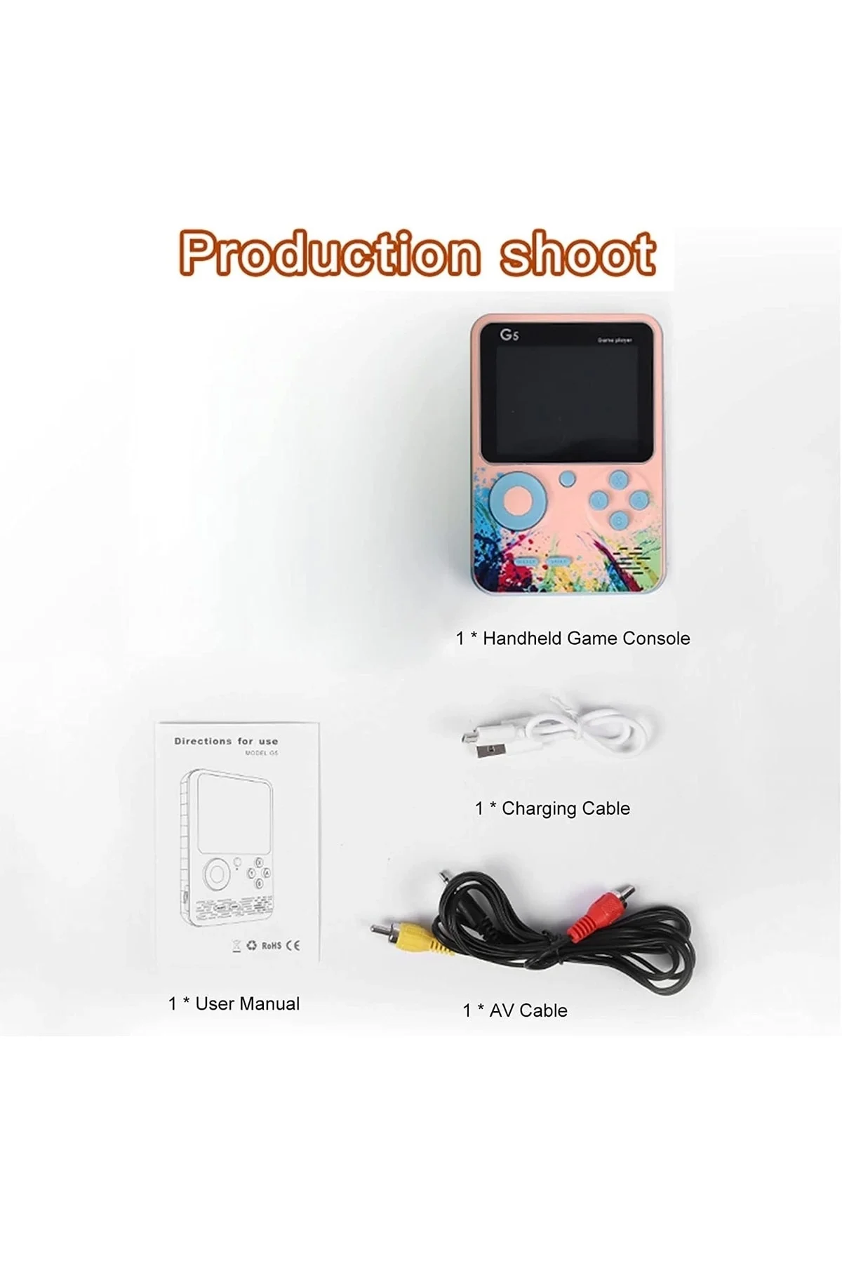 Taşınabilir mini oyun konsolu 500 oyunlu pembe renk bluetooth özelliği yok - Elektronik