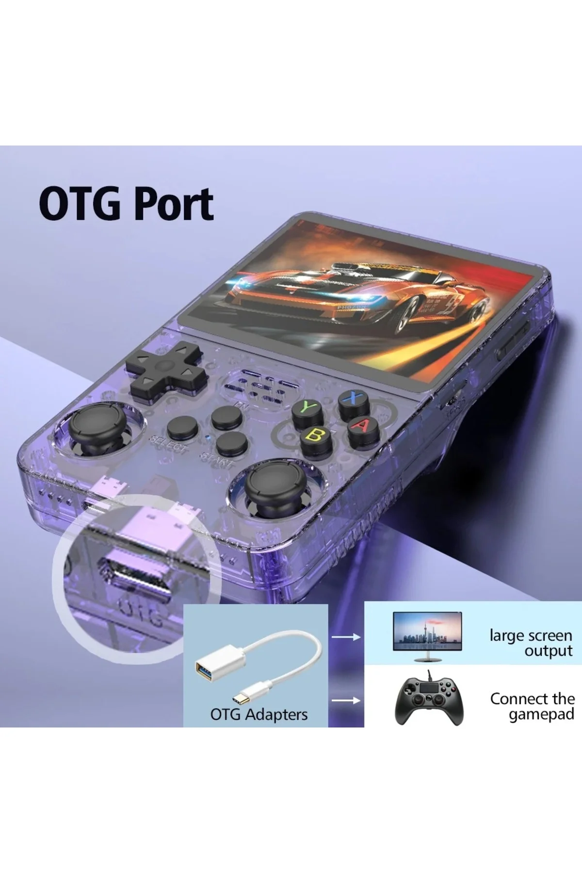 Taşınabilir mini oyun konsolu 3,5 inç IPS ekran oyunlu gri Bluetooth yok - Elektronik