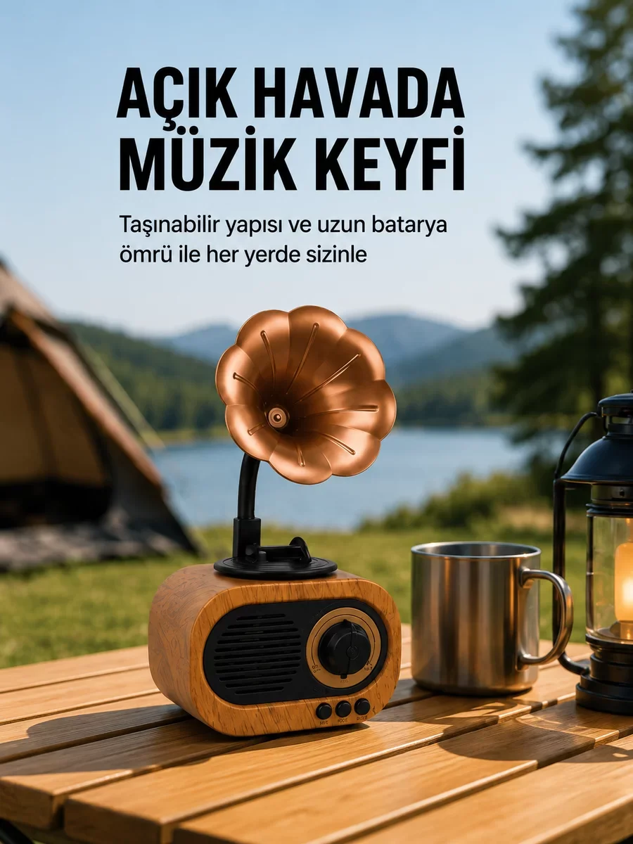 Taşınabilir Mini Retro Radyo Bluetooth Hoparlör - Yeni Nesil Tasarım