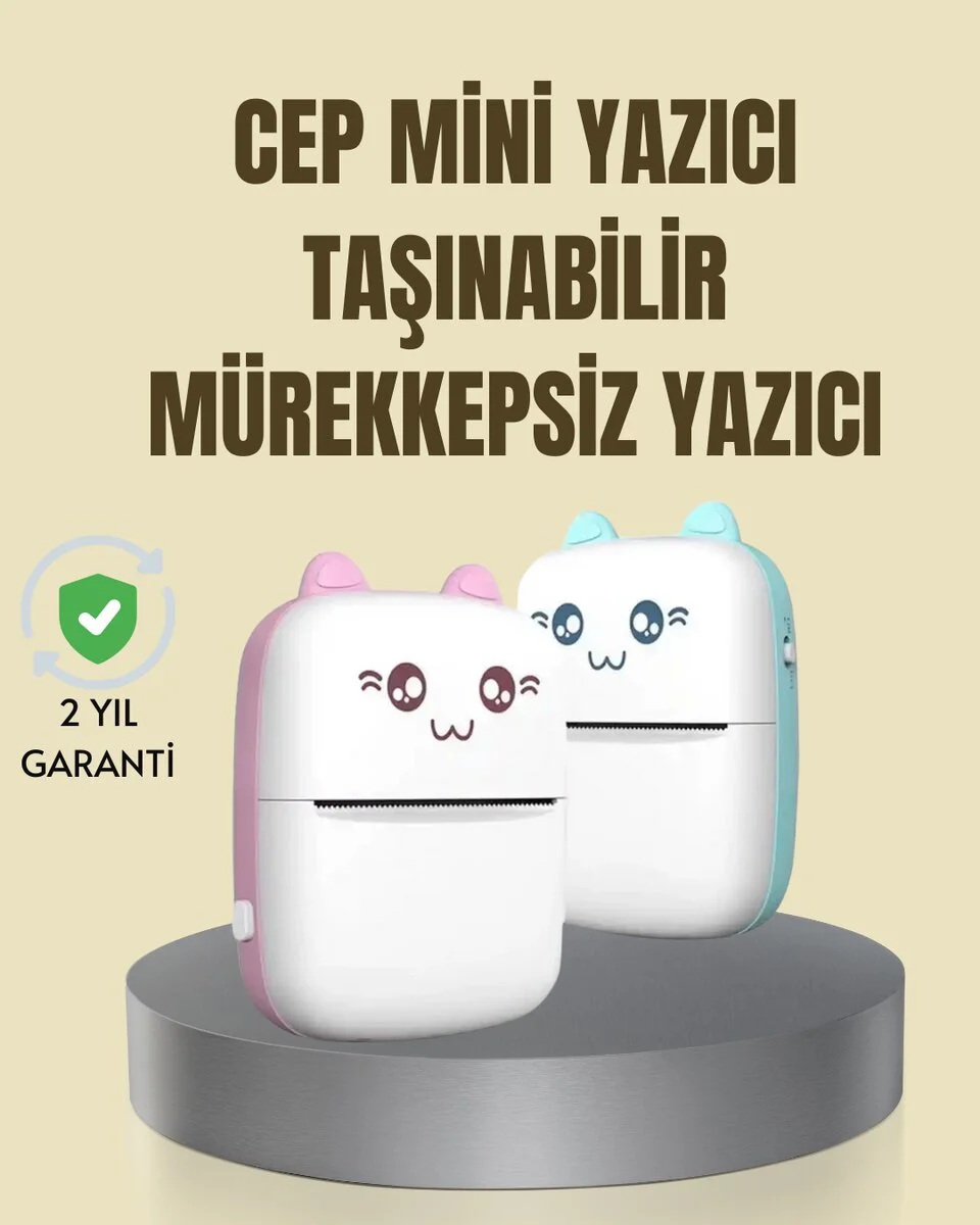 Taşınabilir Mini Termal Yazıcı - 200 DPI Bluetooth Bağlantılı ve Kablosuz Baskı