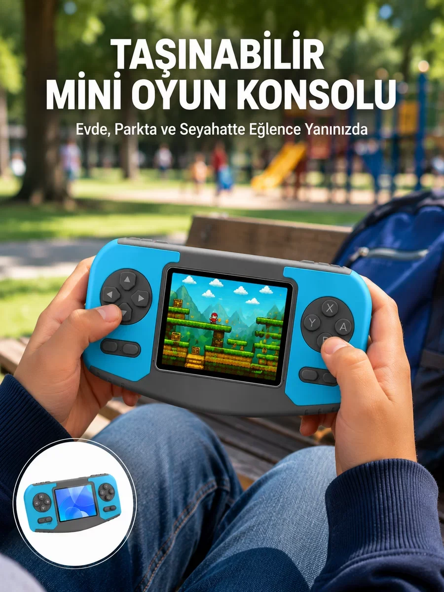Taşınabilir Mini Video Oyun Konsolu - Ergonomik Tasarım ve Öğrenici Oyunlar