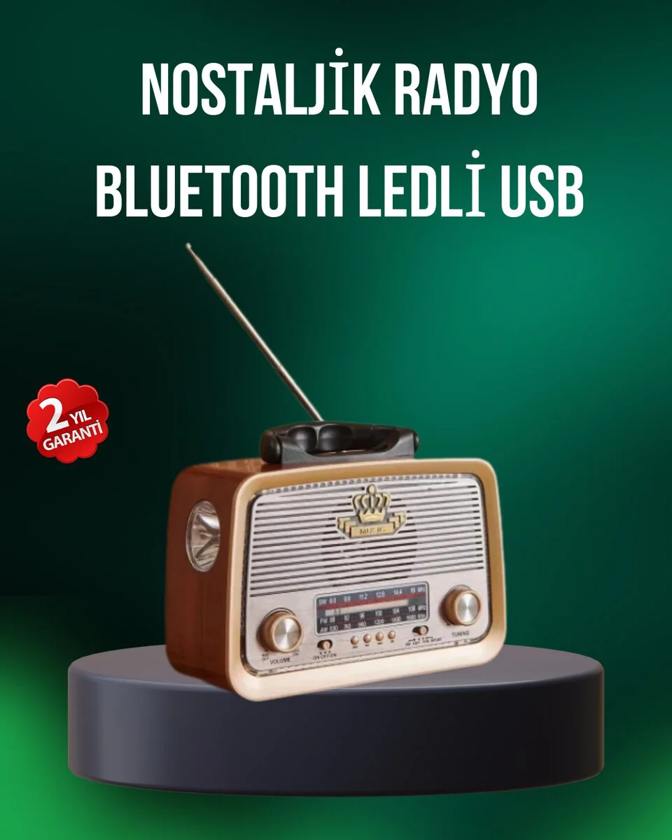 Taşınabilir Nostalji Radyo Bluetooth USB AUX Girişli Ahşap Tasarım – Modern Estetik ve Klasik Ses