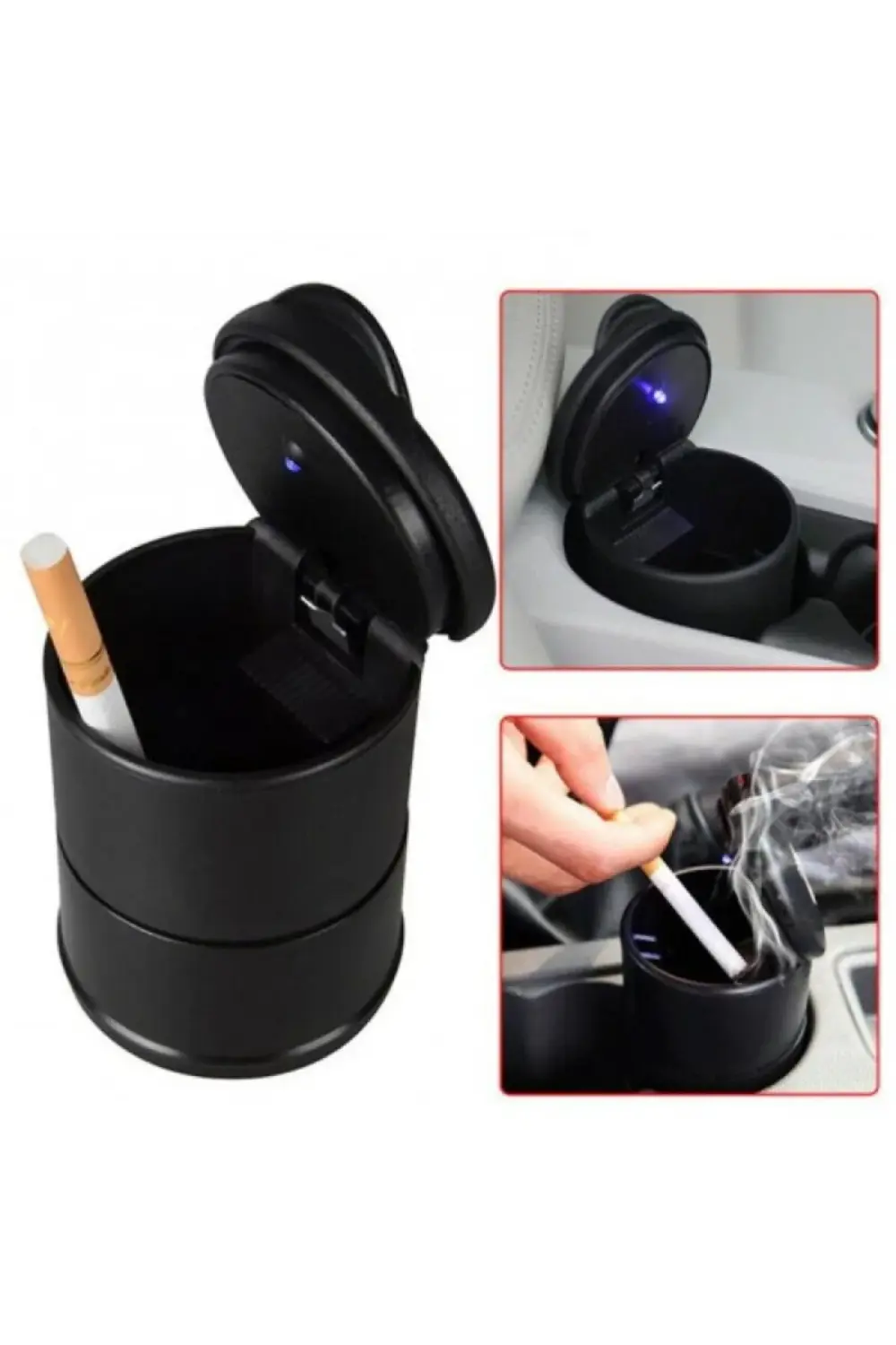 Taşınabilir Oto Araç Içi Mavi Led Işıklı Araba Kül Tablası Oto Kü