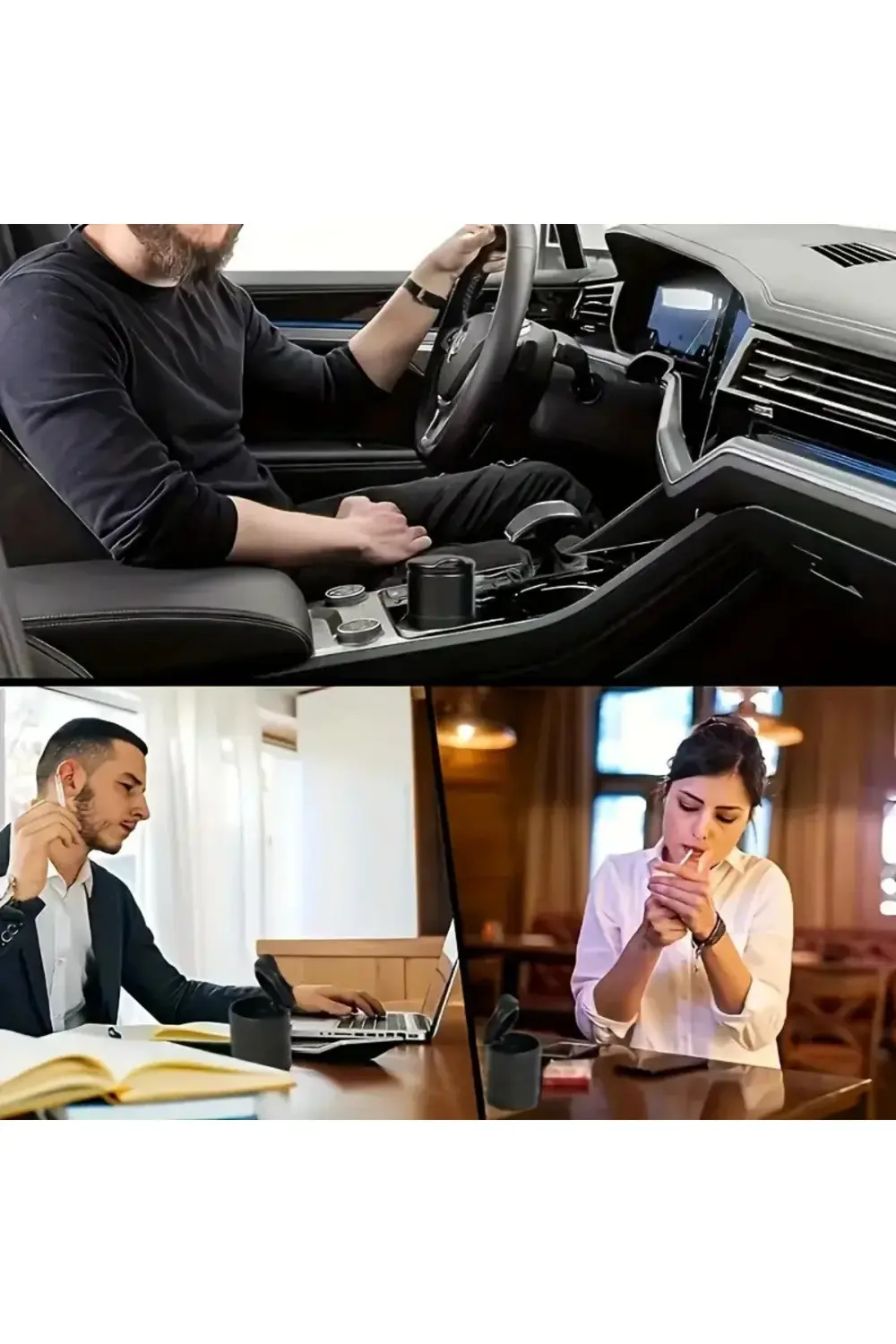 Taşınabilir Oto Araç Içi Mavi Led Işıklı Araba Kül Tablası Oto Kü