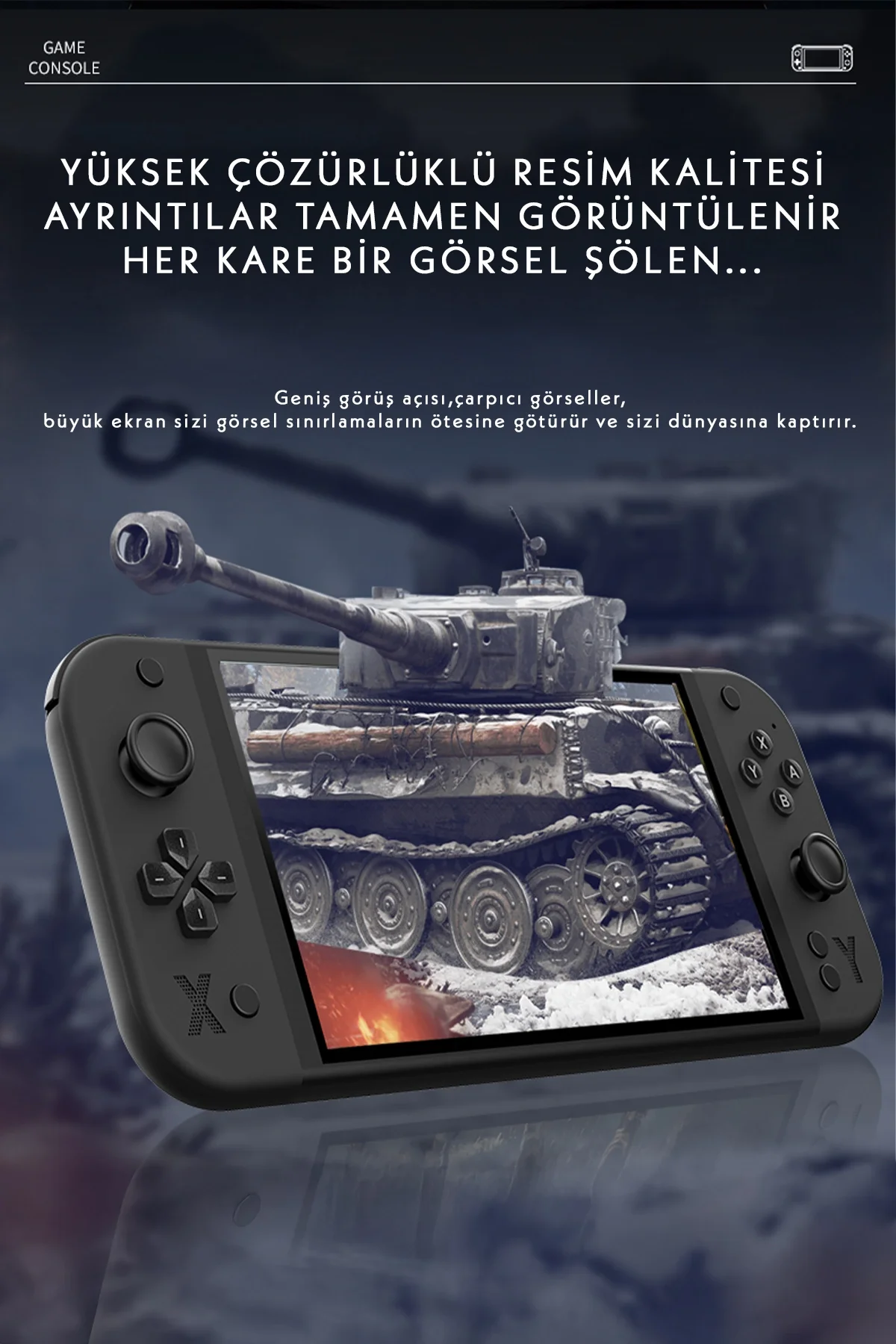 Taşınabilir oyun konsolu 7 inç HD ekran 2000 mAh batarya 10.000+ oyun çok renkli