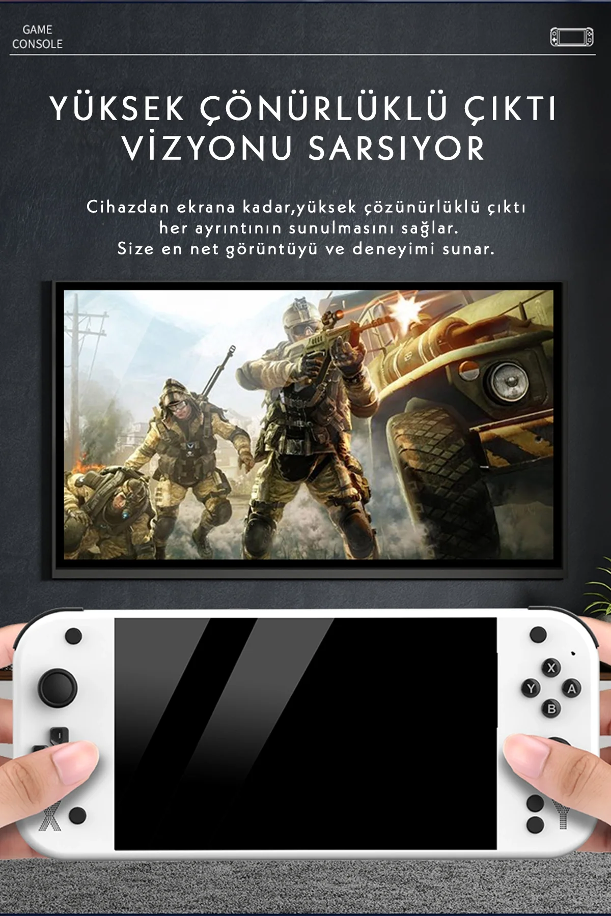 Taşınabilir oyun konsolu 7 inç HD ekran 2000 mAh batarya 10.000+ oyun çok renkli
