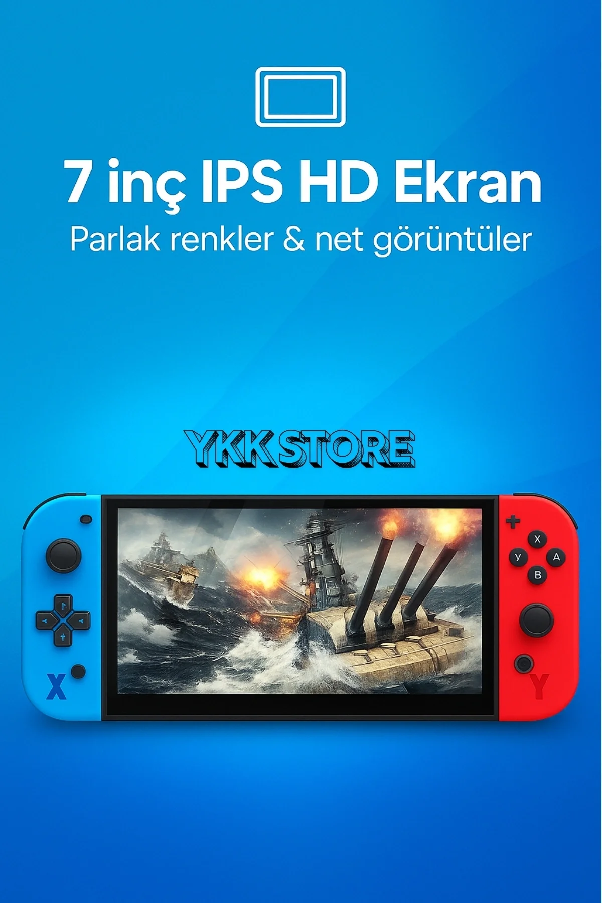 Taşınabilir oyun konsolu 7 inç IPS HD ekran 10000 oyun 2000mAh pil Bluetooth çok renkli
