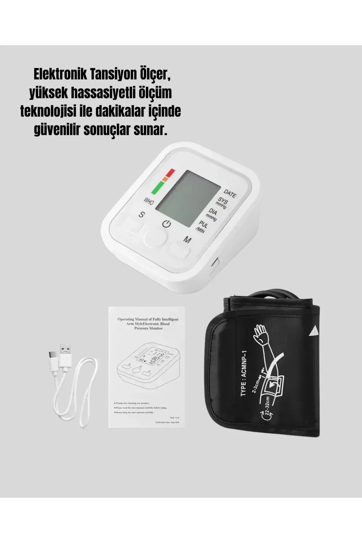 Taşınabilir Pil ve USB Girişli Tansiyon Aleti