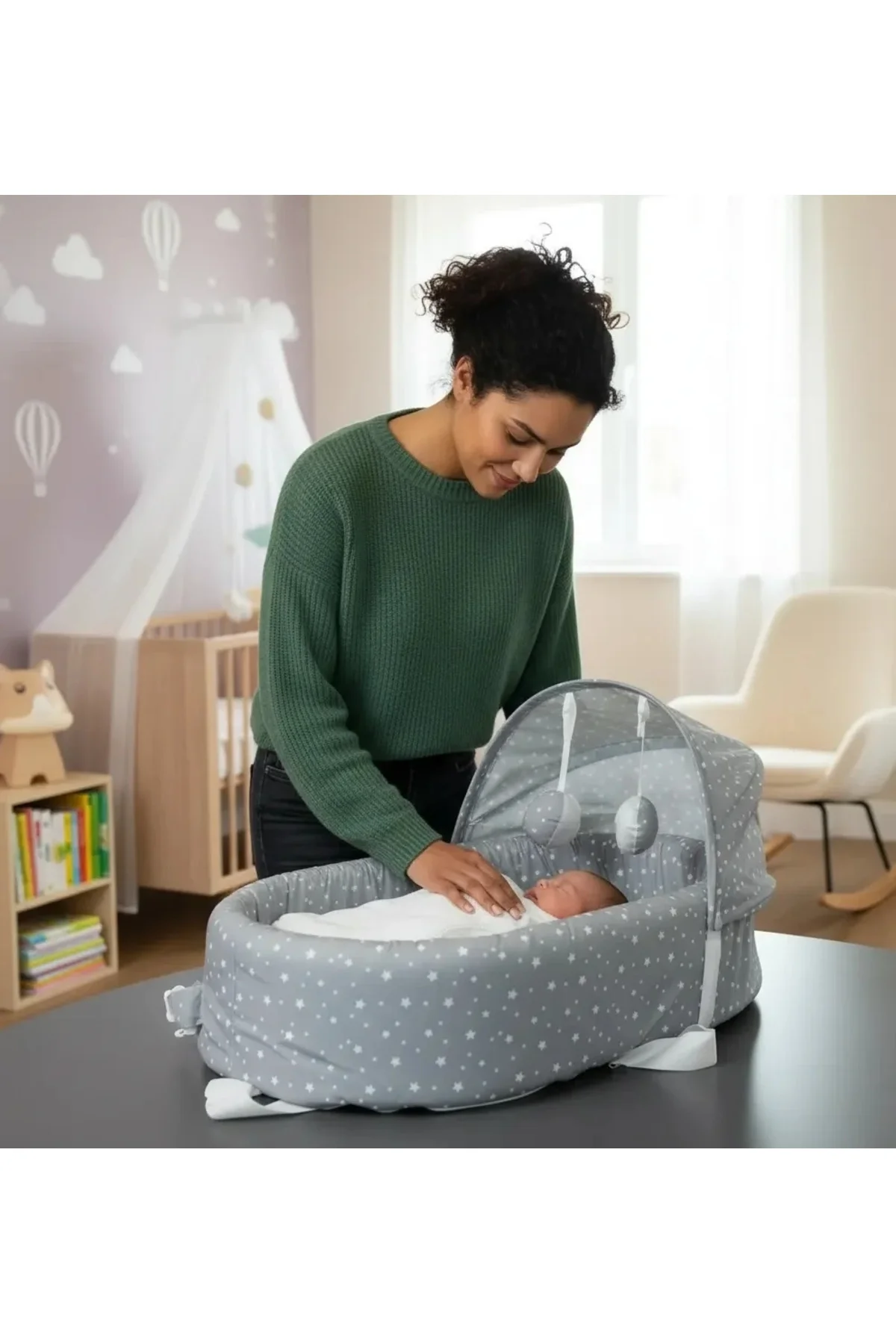 Taşınabilir Portatif Bebek Yatağı,Sırt Çantasına Dönüşebilen Port