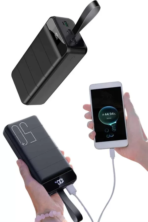 Taşınabilir Powerbank 50.000 mAh 4 Girişli Hızlı Şarj Led Göstergeli Fenerli Şarj - Lisinya