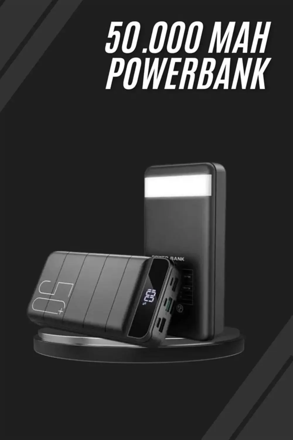 Taşınabilir Powerbank 50.000 mAh 4 Girişli Hızlı Şarj Led Gösterg