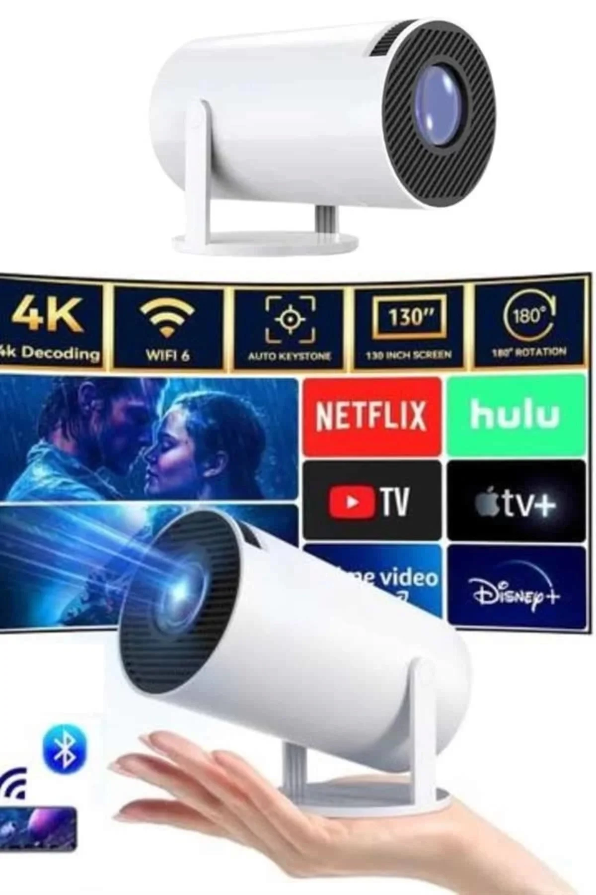 Taşınabilir Projeksiyon Ayaklı Projektör Android Uyumlu Hdmi Girişli