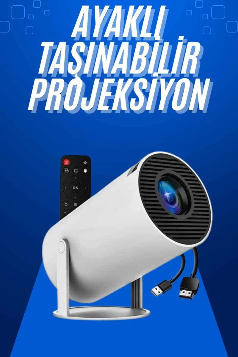 Taşınabilir Projeksiyon Ayaklı Projektör Android Uyumlu HDMI Girişli - Lisinya