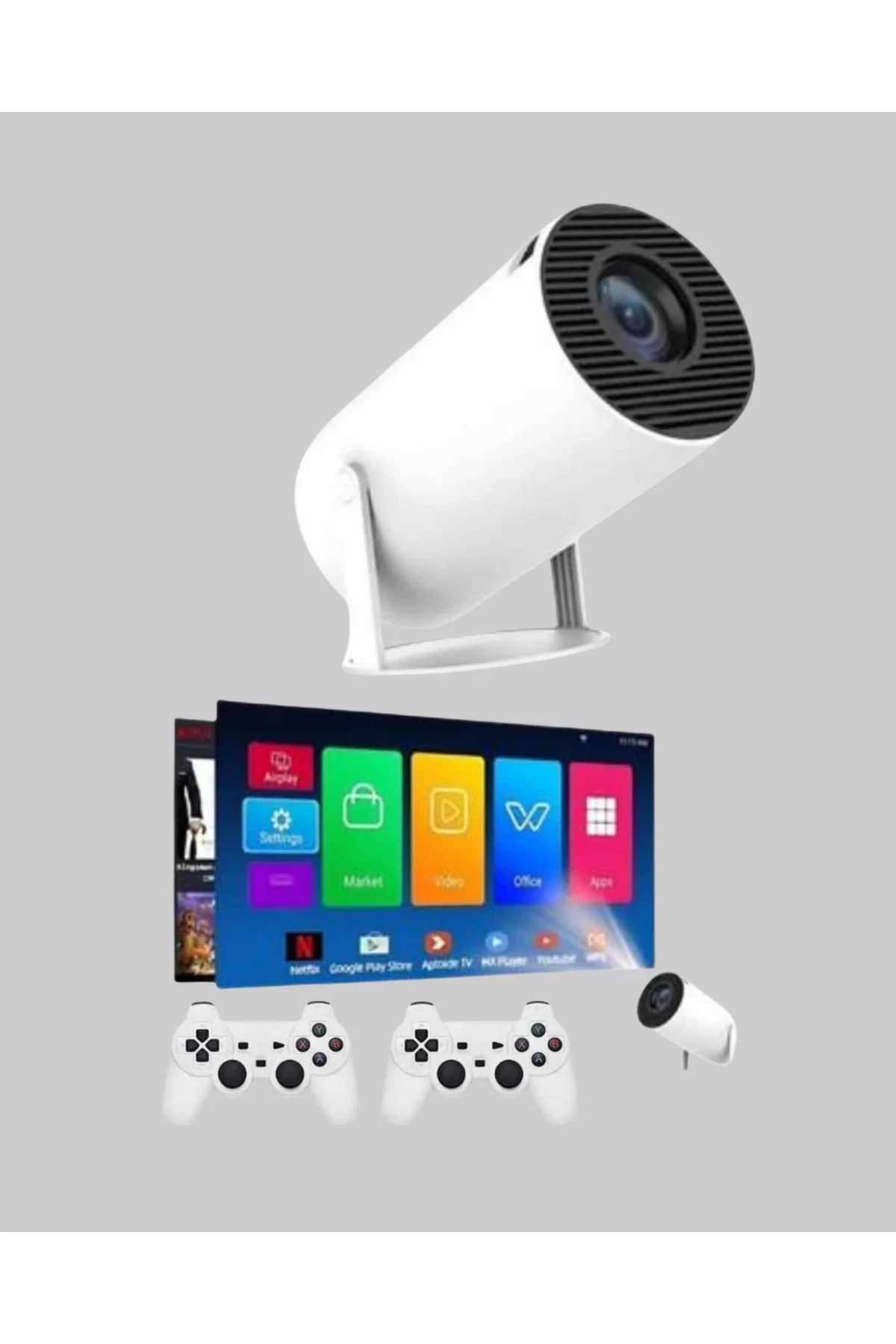 Taşınabilir Projeksiyon Cihazı 4K Destekli Wi-Fi Kablosuz Ekran Yansıtma