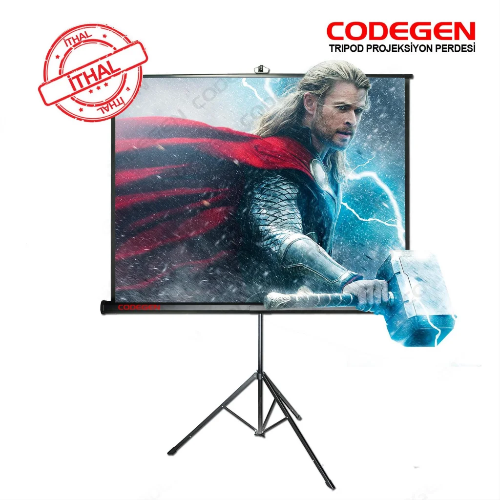 Taşınabilir Projeksiyon Perdesi 200x200 - Siyah Arka Fonlu Tripod Modeli