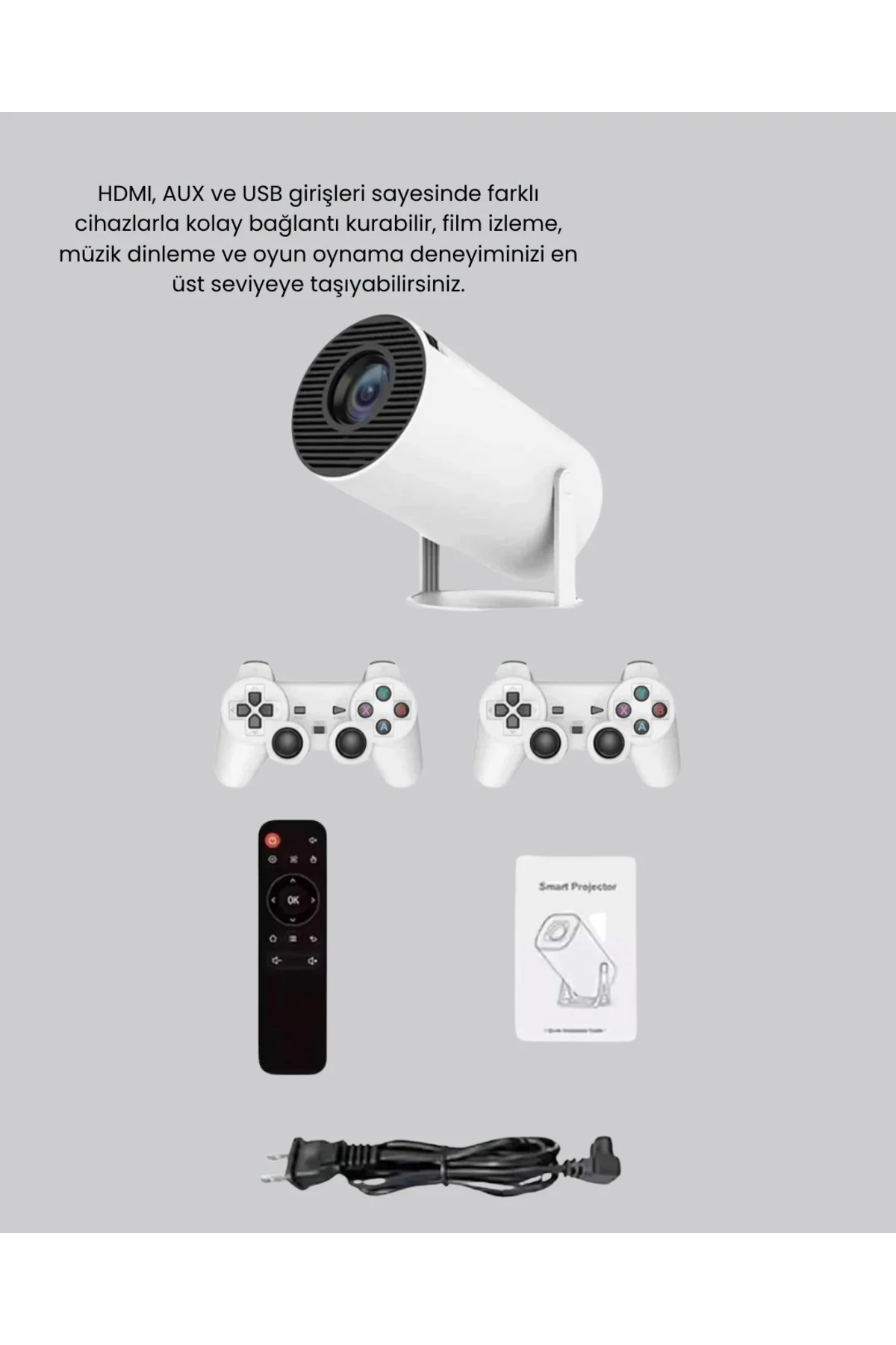 Taşınabilir Projeksiyon Cihazı 4K Destekli Wi-Fi Kablosuz Ekran Y