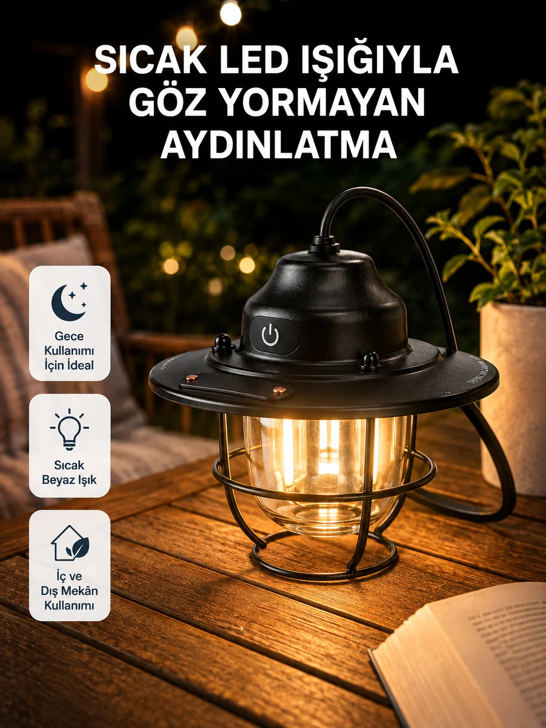 Taşınabilir Retro Çam Konisi Kamp Lambası Gece Işığı Su Geçirmez