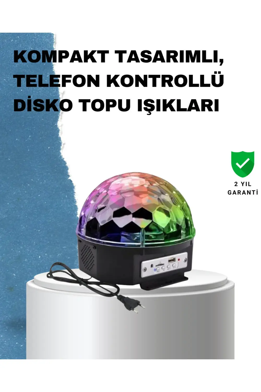 Taşınabilir RGB Disko Topu Bluetooth ve Uzaktan Kumanda Özellikli