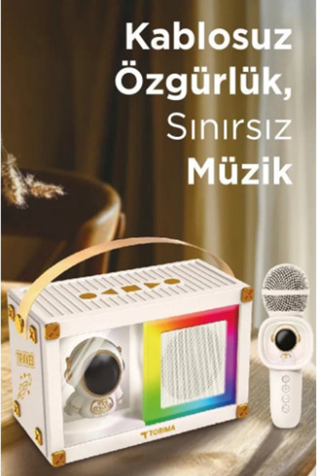 Just Cheap Store Taşinabilir Rgb İşili Sevimli Figürlü Mikrofonlu Karaoke Bluetoot