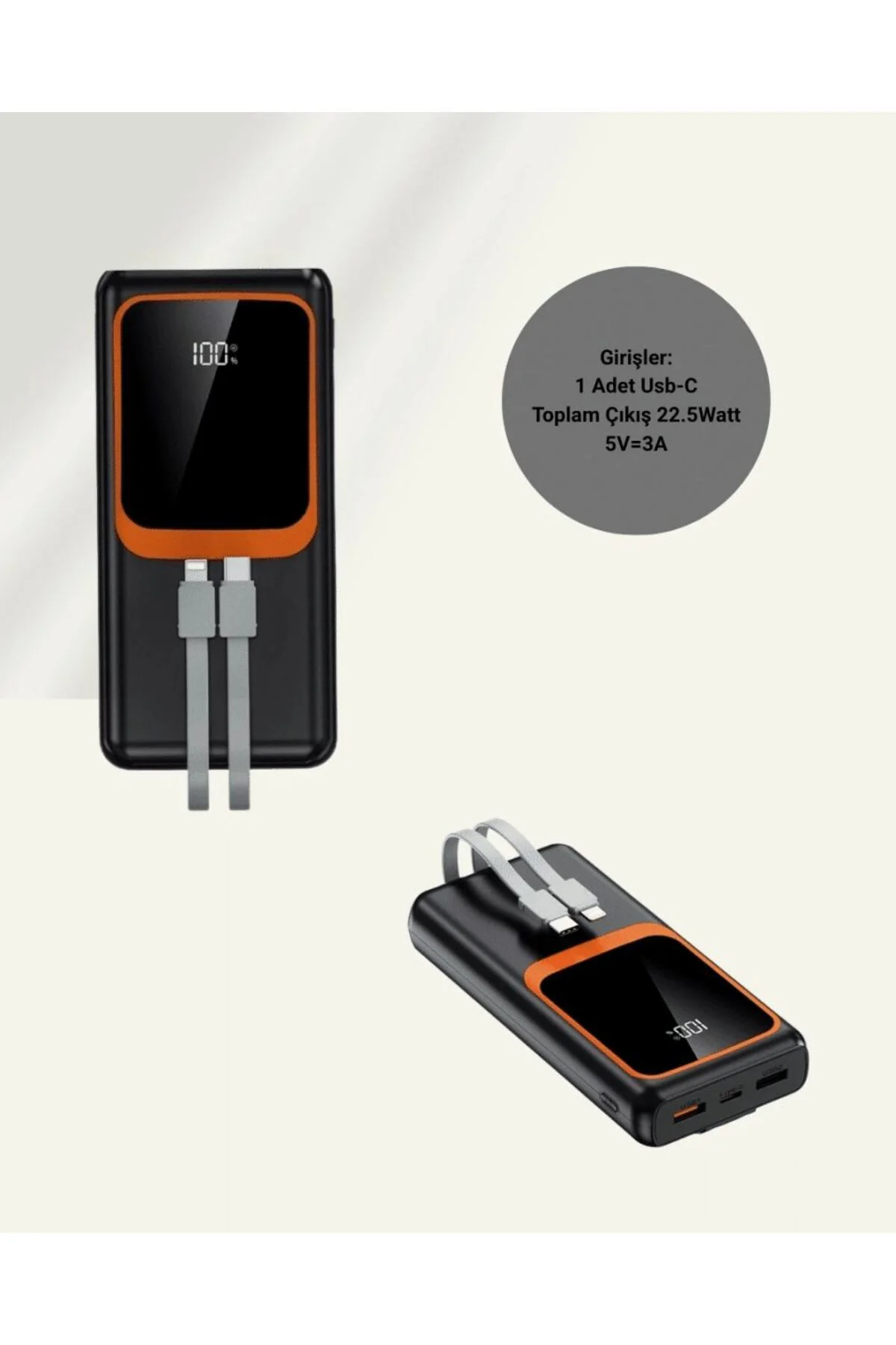 Taşınabilir Şarj Cihazı 20000 Mah | 22.5w Hızlı Şarj + Dijital Ek