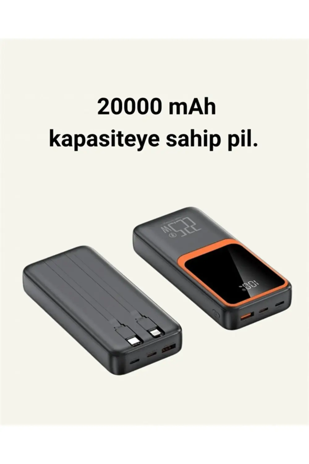Taşınabilir Şarj Cihazı 20000 mAh | 22.5W Hızlı Şarj + Dijital Ek