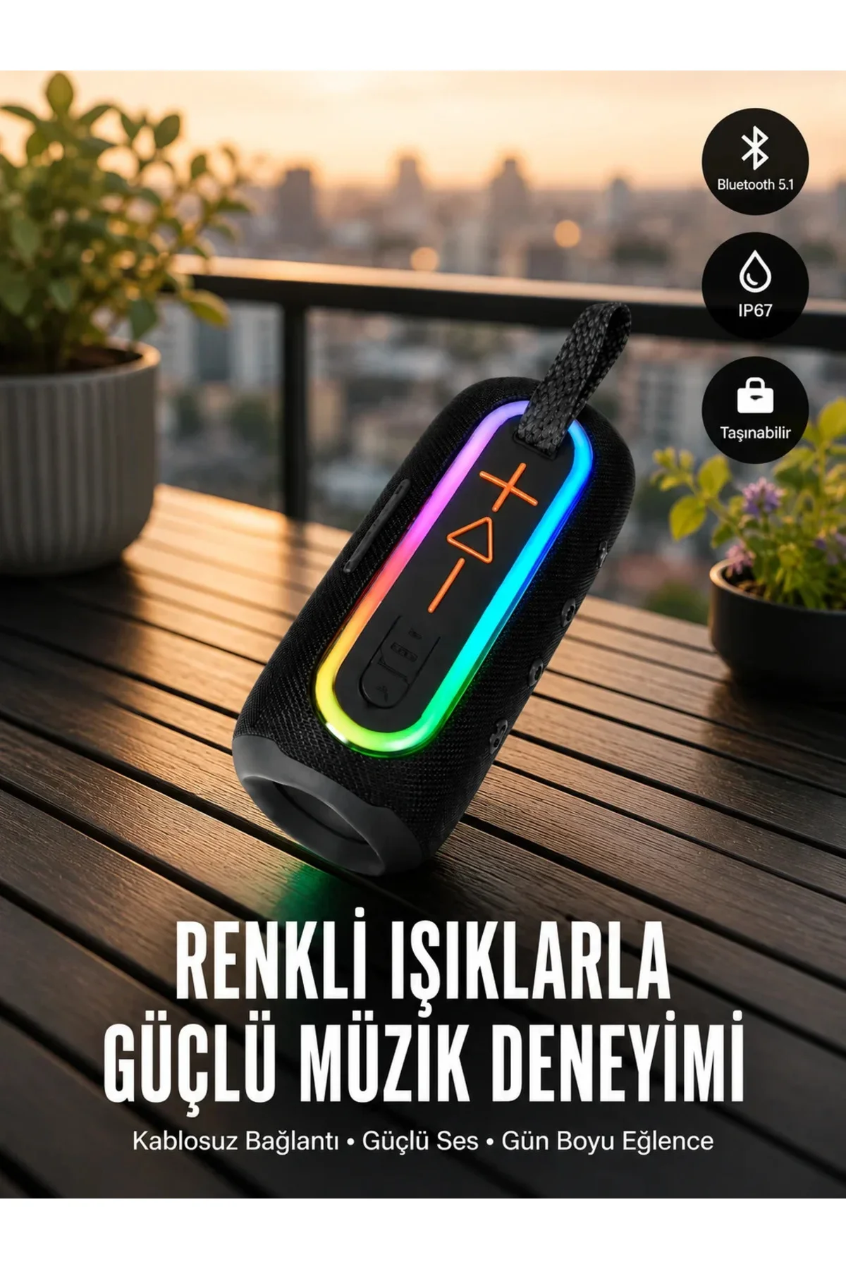 Taşınabilir Şarjlı Bluetooth Hoparlör Güçlü Bas Yeni Nesil
