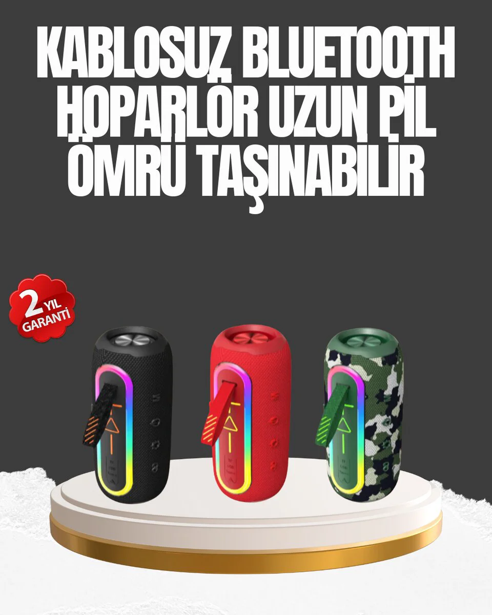 Taşınabilir Şarjlı Bluetooth Hoparlör Güçlü Bas - Kablosuz Ses, IP67, Bluetooth 5.1