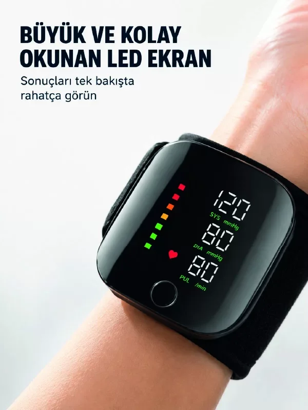 Taşınabilir Şarjlı Bilekten Tansiyon Ölçer - Kompakt Tasarım ve Pratik Kullanım