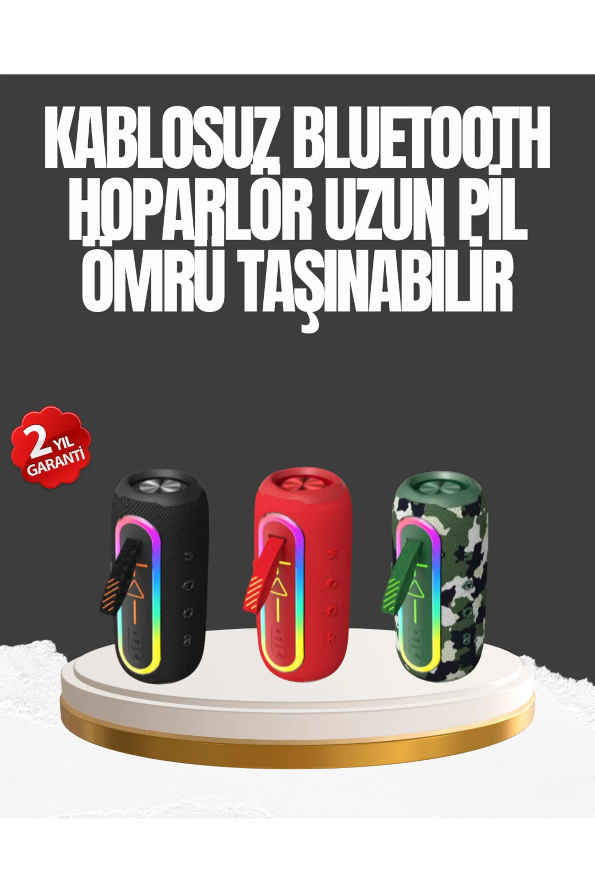 Taşınabilir Şarjlı Bluetooth Hoparlör Güçlü Bas