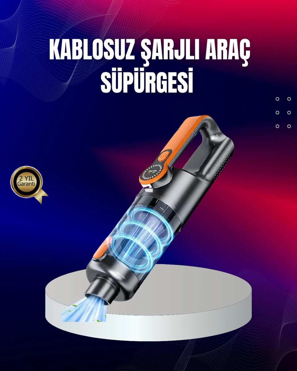 Taşınabilir Şarjlı El Süpürgesi: 5 Başlıklı Kablosuz Güç ve Numaratör Hediye
