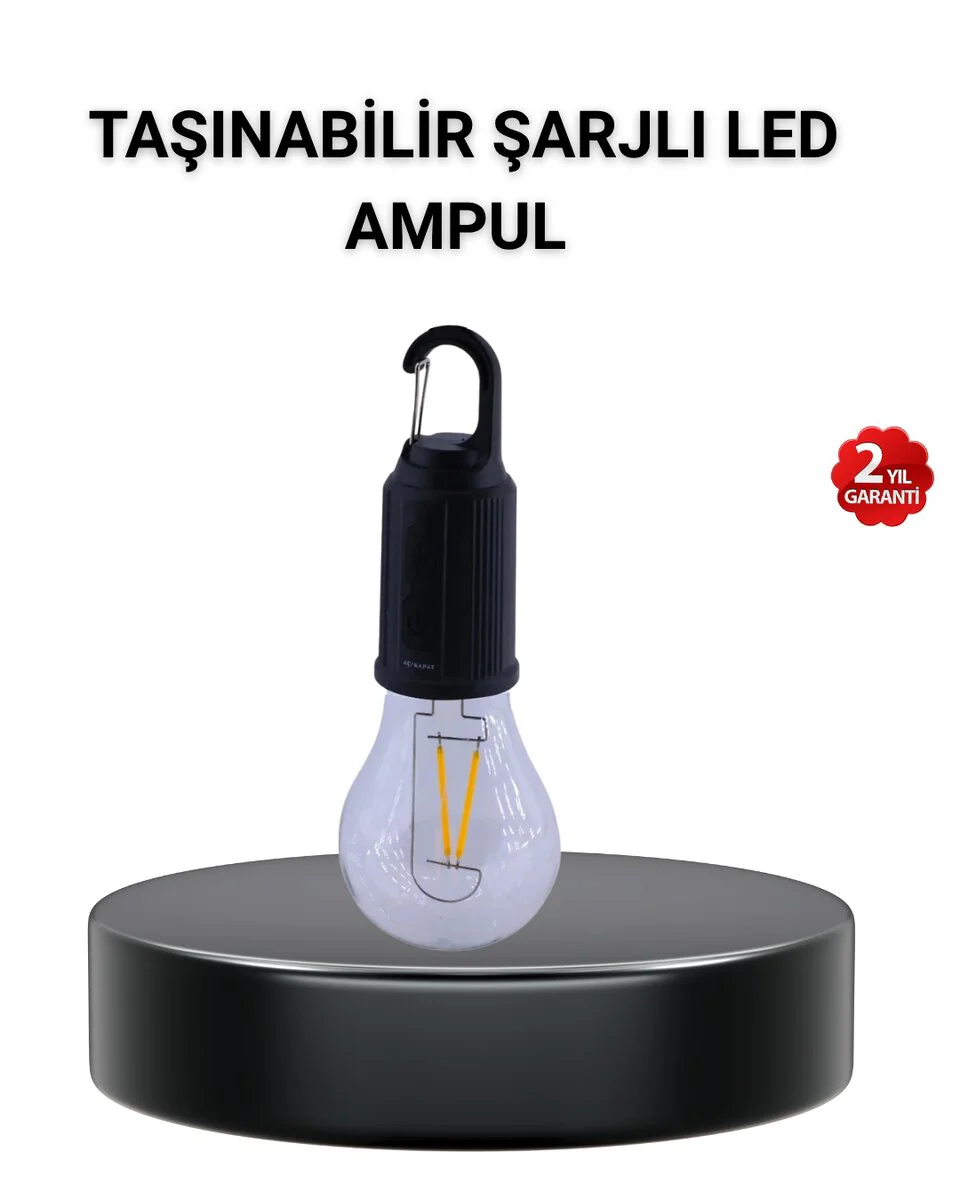 Taşınabilir Şarjlı LED Kamp Lambası – Type-C Girişli Kancalı Tasarım