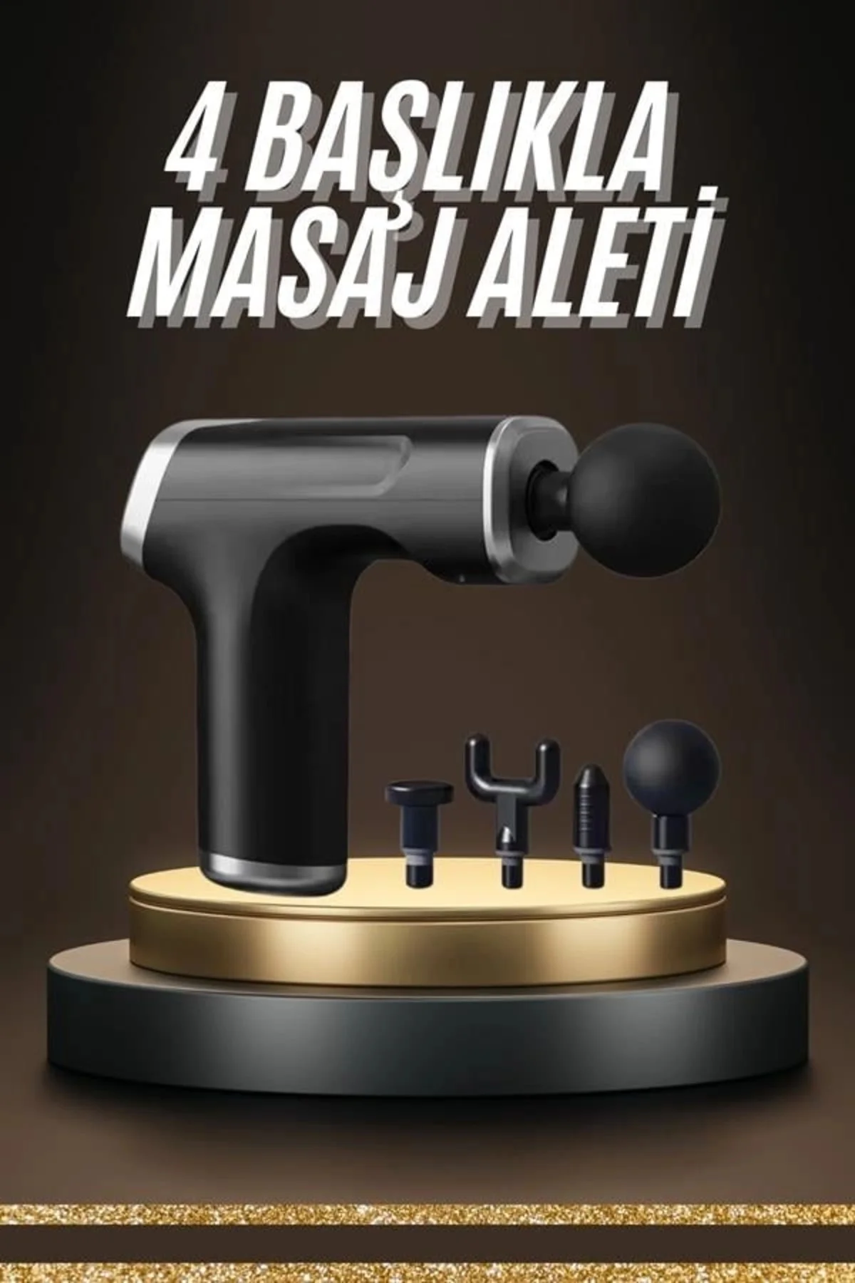 Taşınabilir Şarjlı Masaj Tabancası 4 Başlıklı Kas Rahatlatıcı Masaj Aleti