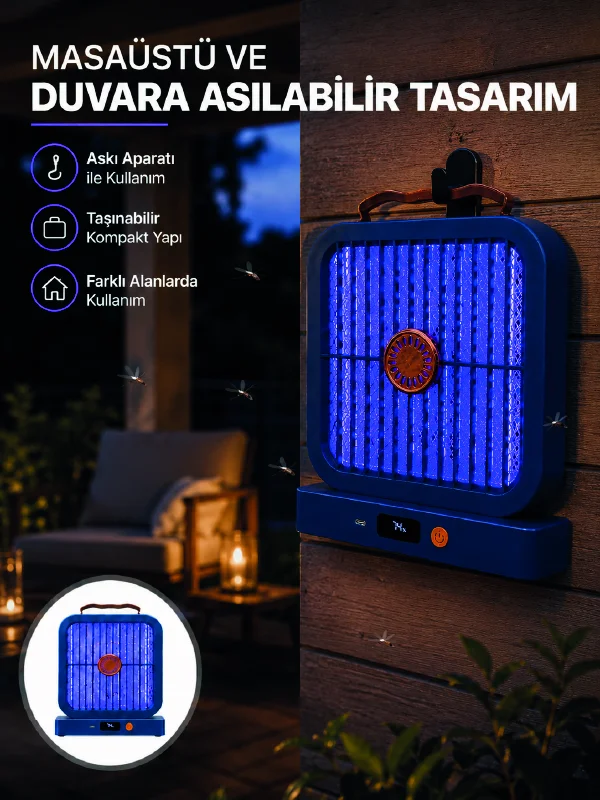 Taşınabilir Şarjlı Sivrisinek Öldürücü UV Işıklı Mavi Model