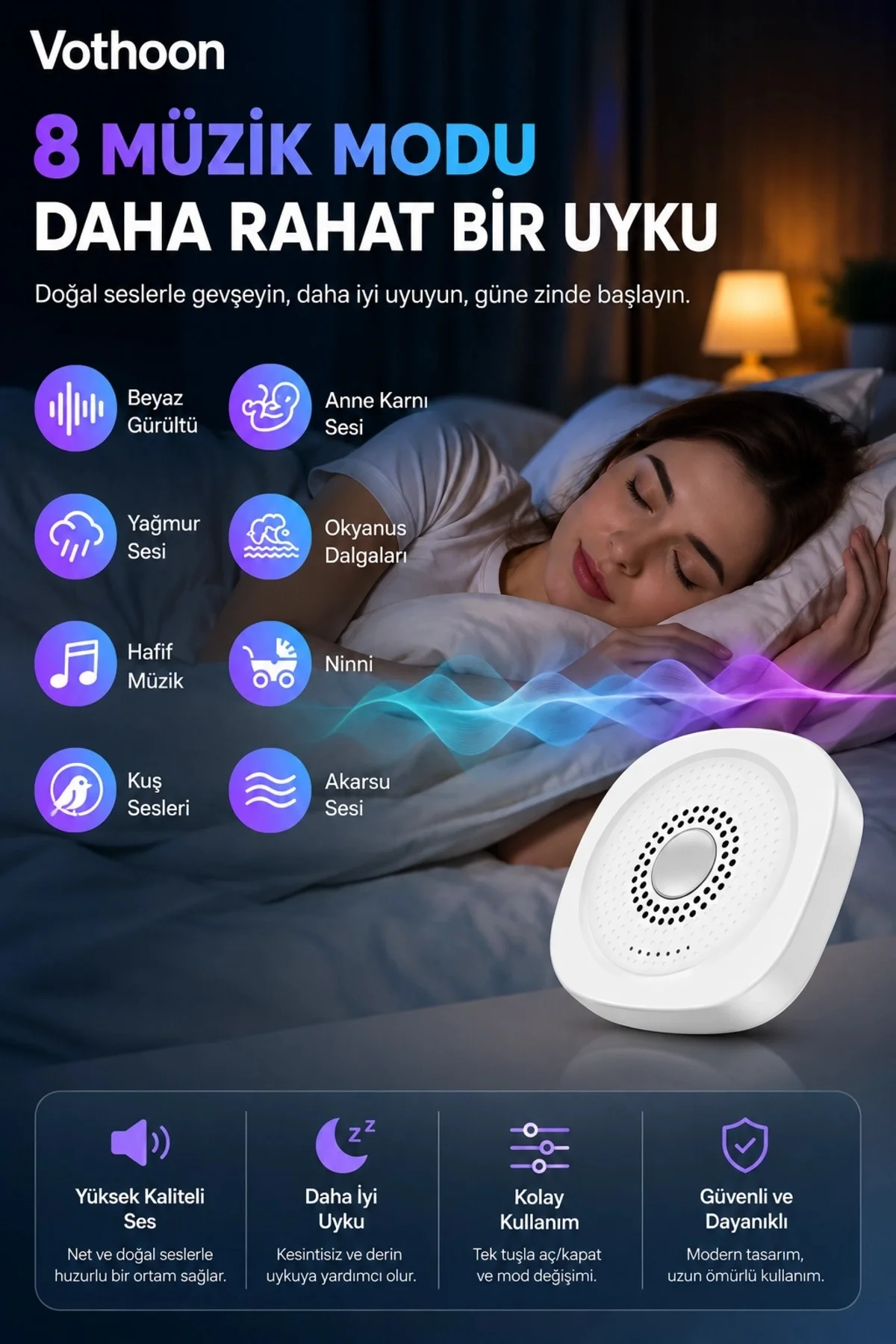 Taşınabilir Şarjlı Uyku Ses Cihazı 2 Farklı Mod Rahatlatıcı Doğa Sesleri Ve Uyku Desteği Taşınabilir Şarjlı Uyku Ses Cihazı 2 Farklı Mod Rahatlatıcı Doğa Sesleri Ve Uyku Desteği - Görsel 4