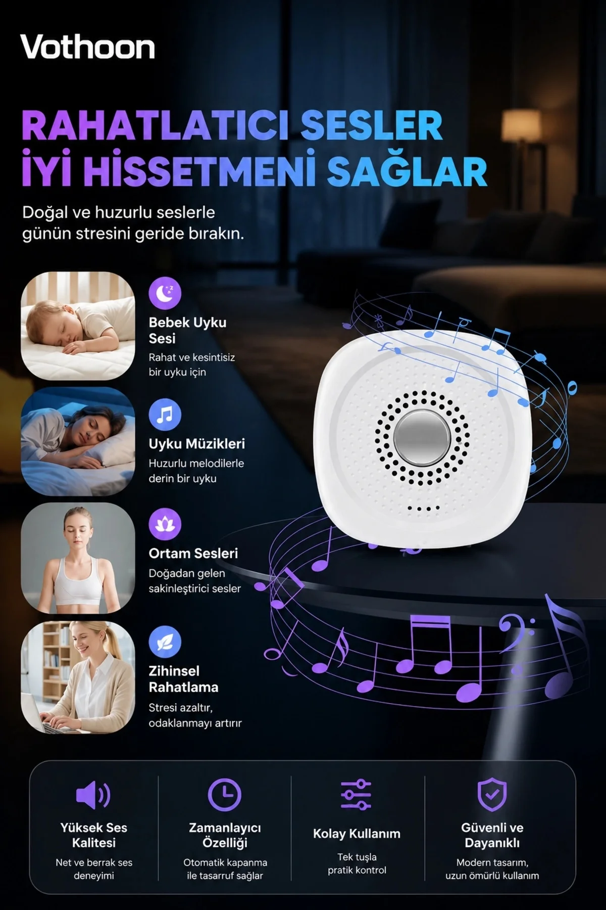 Taşınabilir Şarjlı Uyku Ses Cihazı 2 Farklı Mod Rahatlatıcı Doğa Sesleri Ve Uyku Desteği Taşınabilir Şarjlı Uyku Ses Cihazı 2 Farklı Mod Rahatlatıcı Doğa Sesleri Ve Uyku Desteği - Görsel 2