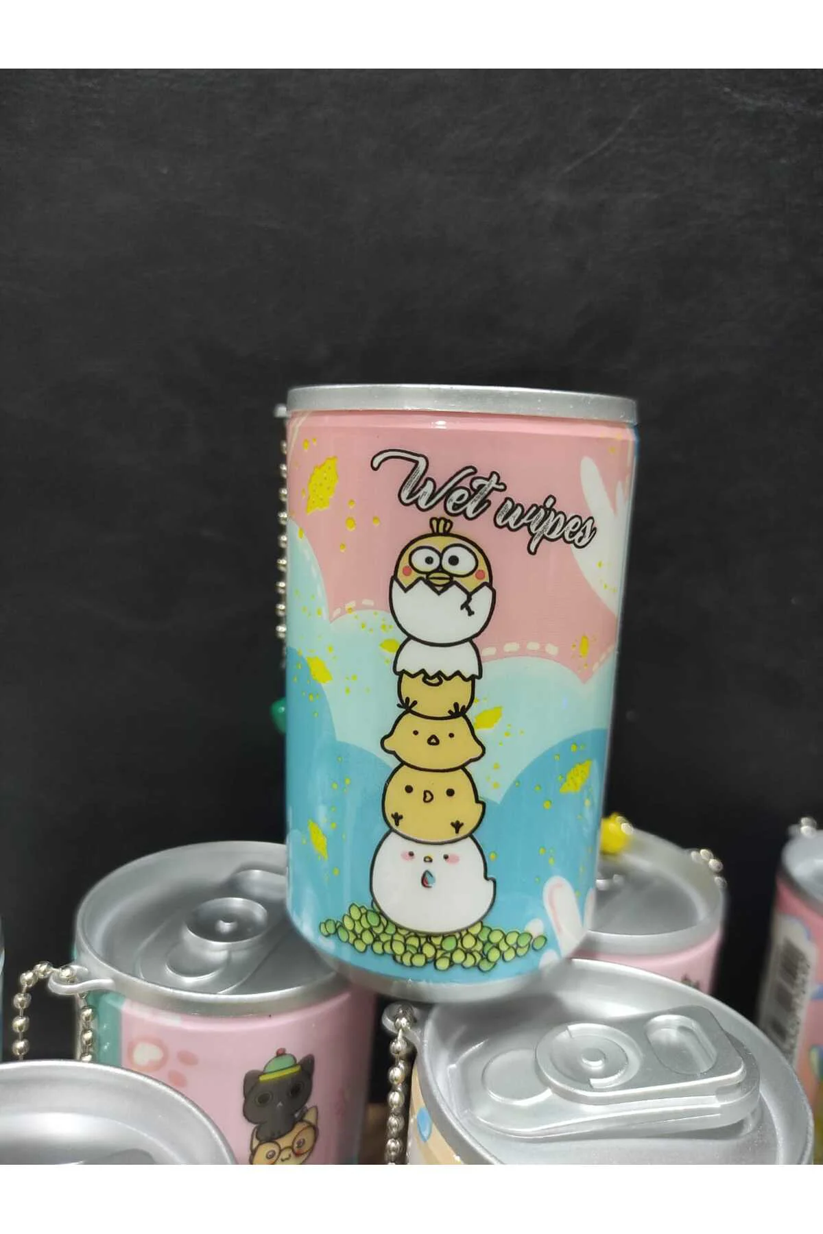 Taşınabilir Sevimli kutu Kola Şişesi Anahtarlık Islak Mendil Kutu