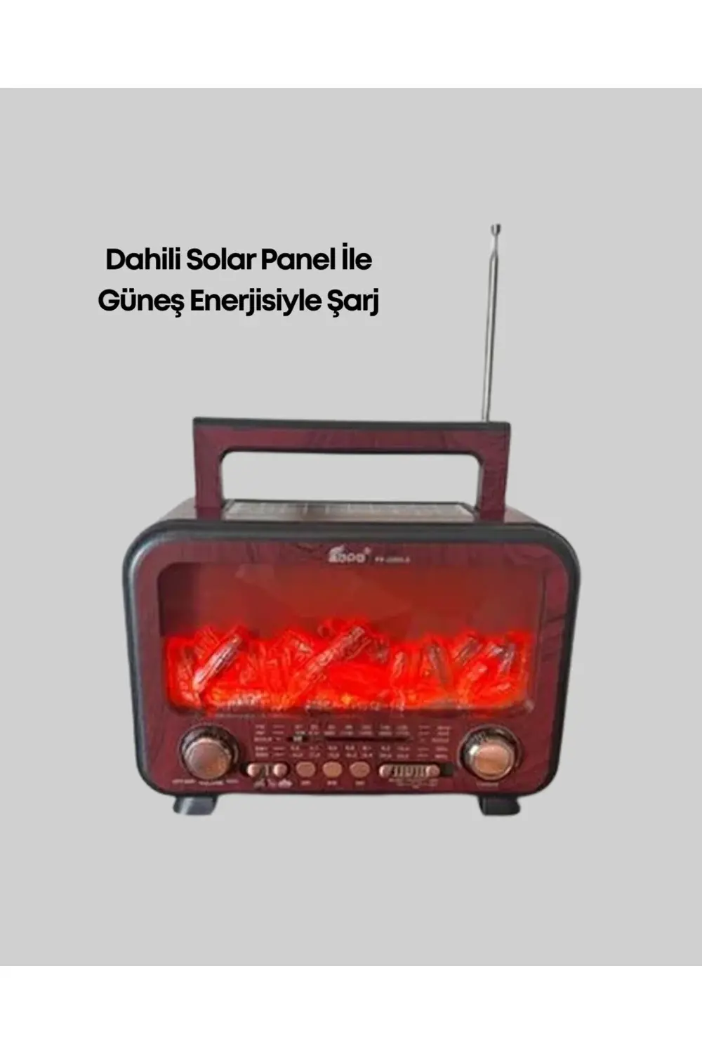 Taşınabilir Şömine Görünümlü Bluetooth Hoparlör – Solar Şarjlı, A