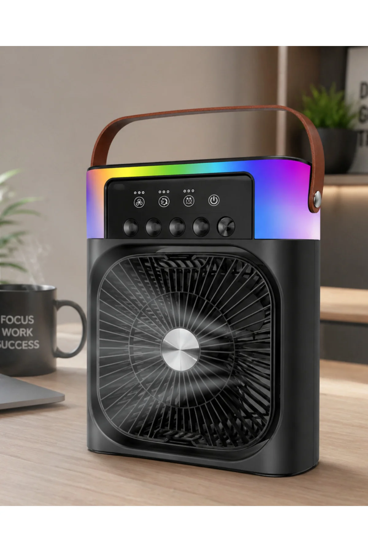 Taşınabilir Sprey Fan RGB Işıklı Mini Klima Soğutucu Nemlendirici USB Şarjlı