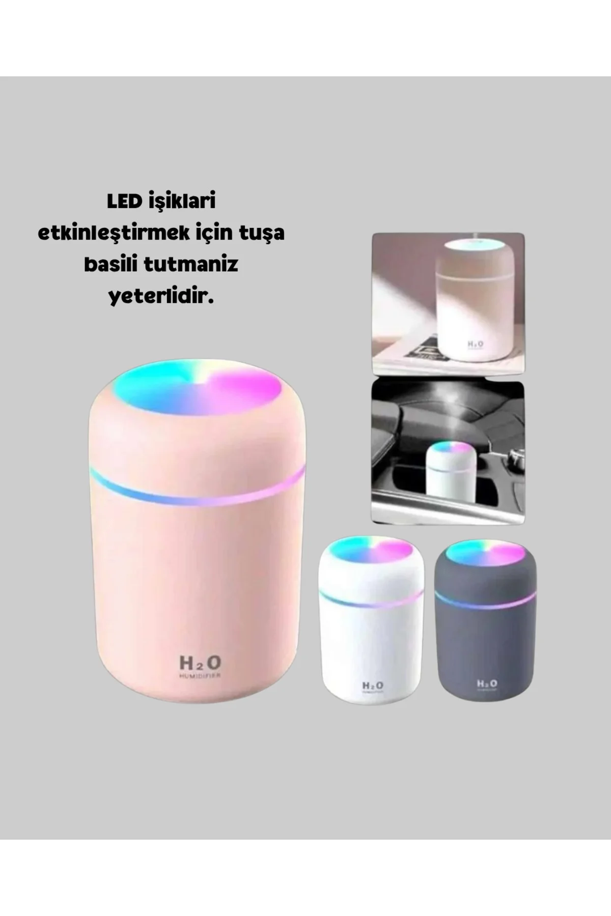 Taşınabilir USB Mini Nemlendirici – LED Aydınlatmalı, Çift Püskür
