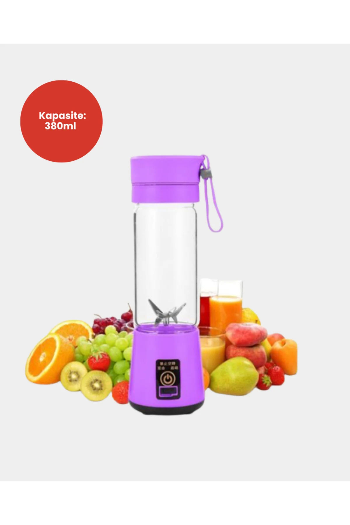 Taşınabilir USB Şarjlı Mini Smoothie Blender 380ml Çelik Bıçaklı 