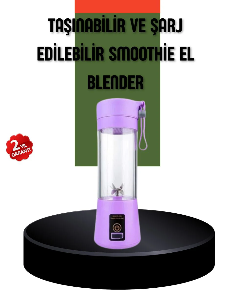 Taşınabilir USB Şarjlı Mini Smoothie Blender 380ml - Çelik Bıçaklı Portatif Smoothie Hazırlayıcı